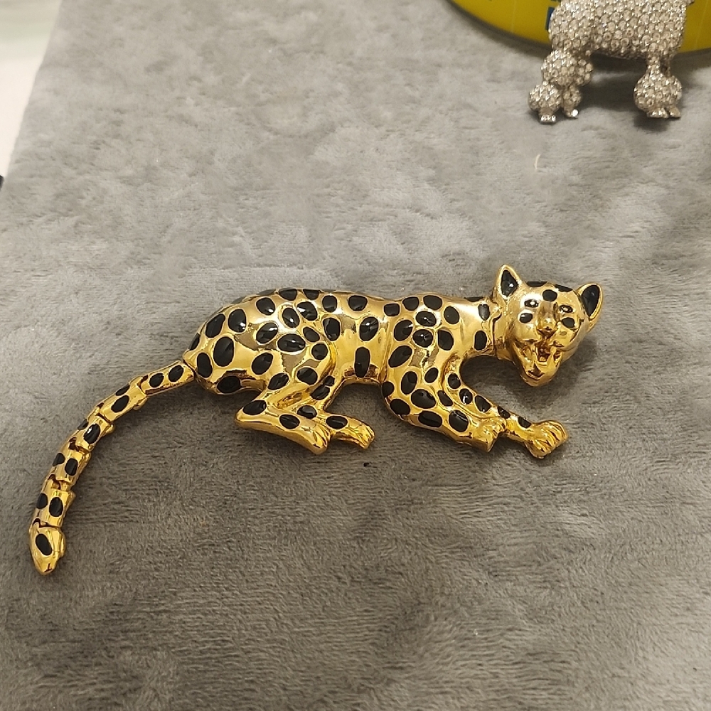 Gold and Black Leopard Brooch